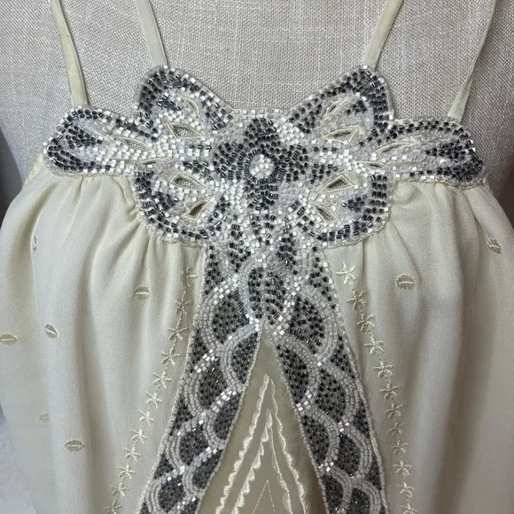 5/48 SILK VELVET STRAP CRISS CROSS BEADED EVENING BLOUSE NWT